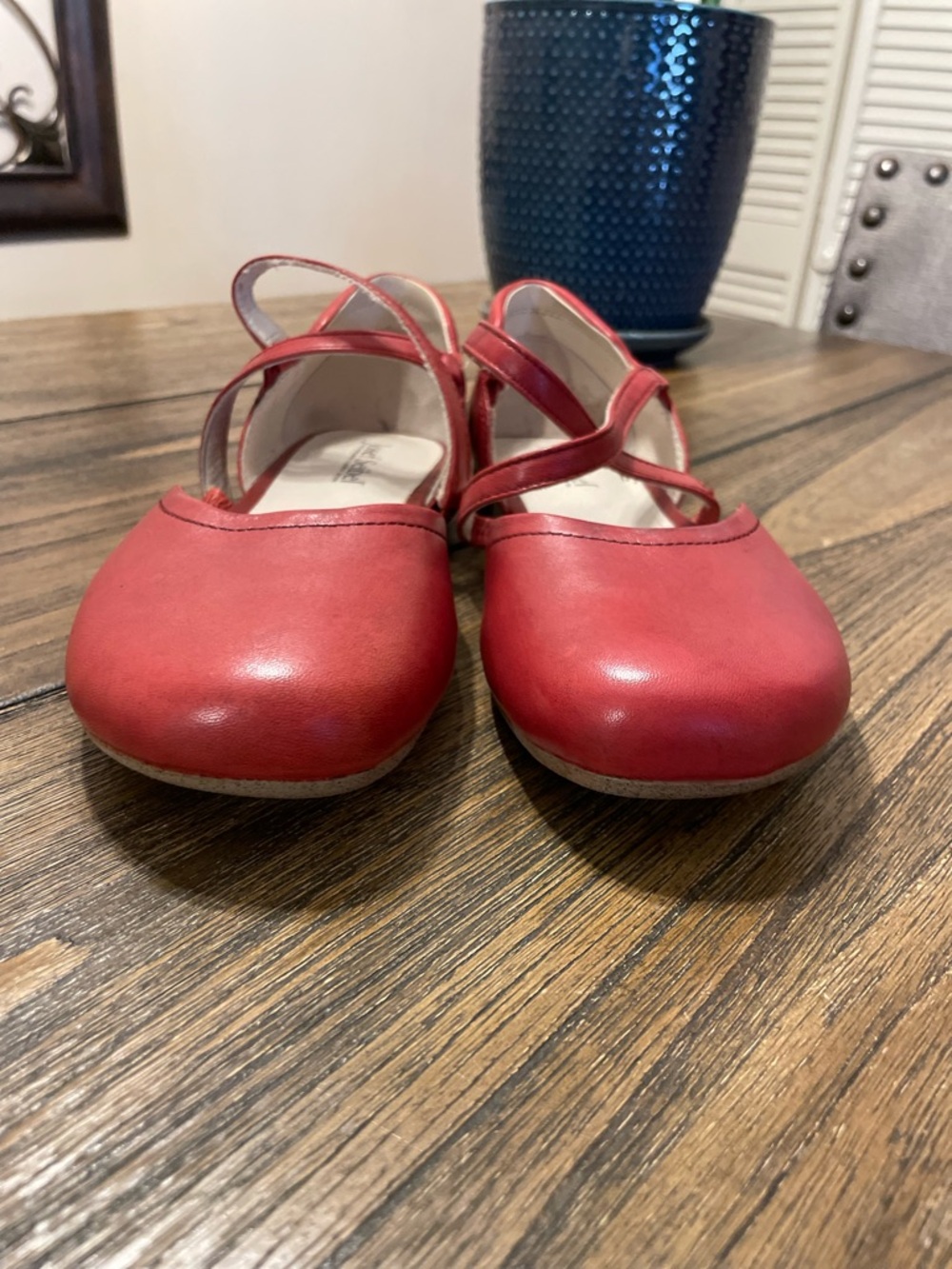 Josef Seibel Red Leather Pippa Mary Jane Shoes Size 38 US 7 Comfort Strap Flats - Picture 6 of 12
